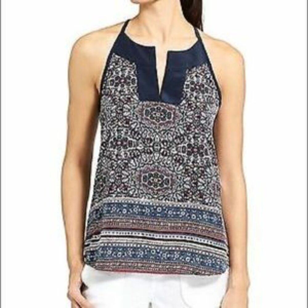 Athleta Medallion Dunes Tank in Iron Blue Tassel Tie Size XXS